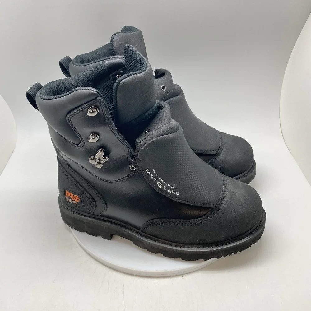 Timberland Pro Met Guard Work Boots Mens 9 M Steel Toe Black Leather 53530 WP